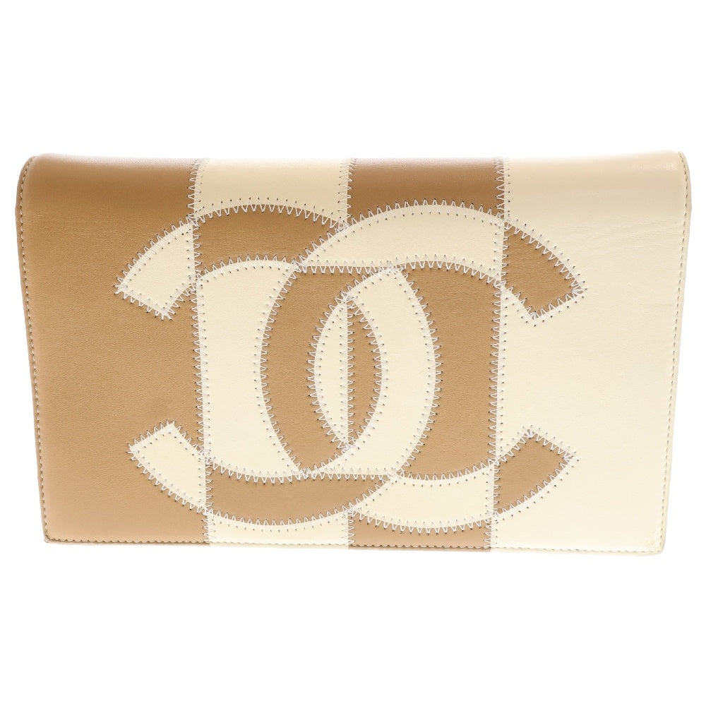 CHANEL(シャネル) 2017年製 バイカラー チェーンショルダー カーフレザーショルダーバッグ ベージュ