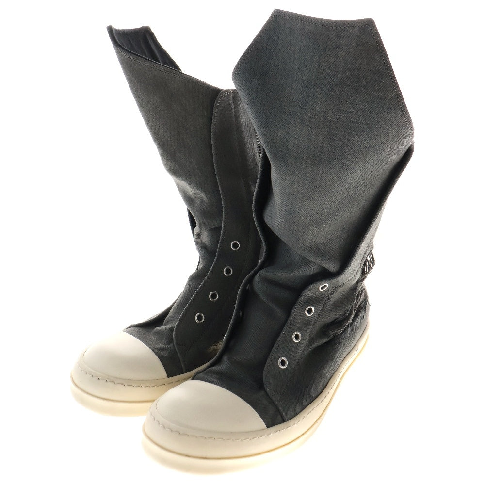 Rick Owens DRKSHDW(リックオウエンス ダークシャドウ) DISTRESSED BOOT SNEAKS DUST MILK ダメージ加工 ブーツスニーカー ハイカット グレー/ホワイト DU01D1806DFO-SH7811