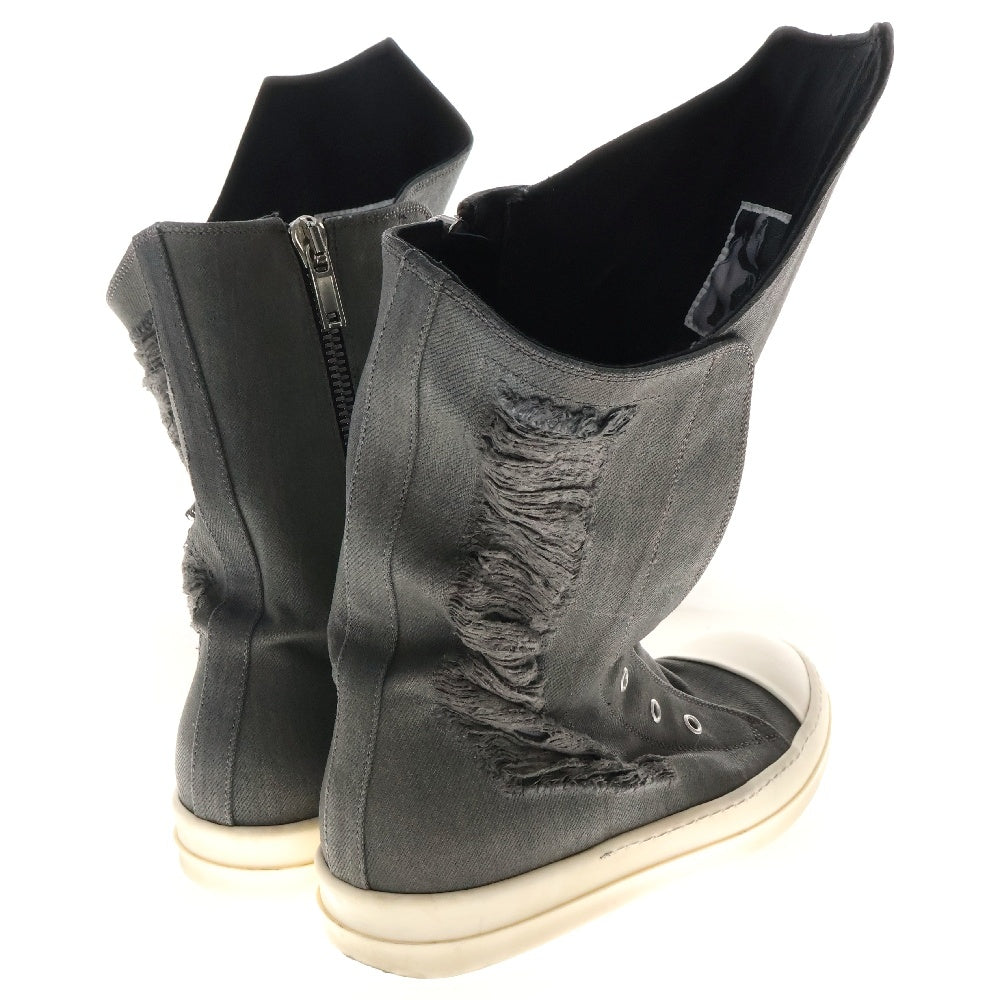 Rick Owens DRKSHDW(リックオウエンス ダークシャドウ) DISTRESSED BOOT SNEAKS DUST MILK ダメージ加工 ブーツスニーカー ハイカット グレー/ホワイト DU01D1806DFO-SH7811