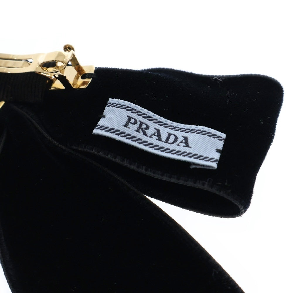 PRADA(プラダ) トライアングルロゴ ベロリボン ヘアピン ブラック 1IF154 レディース