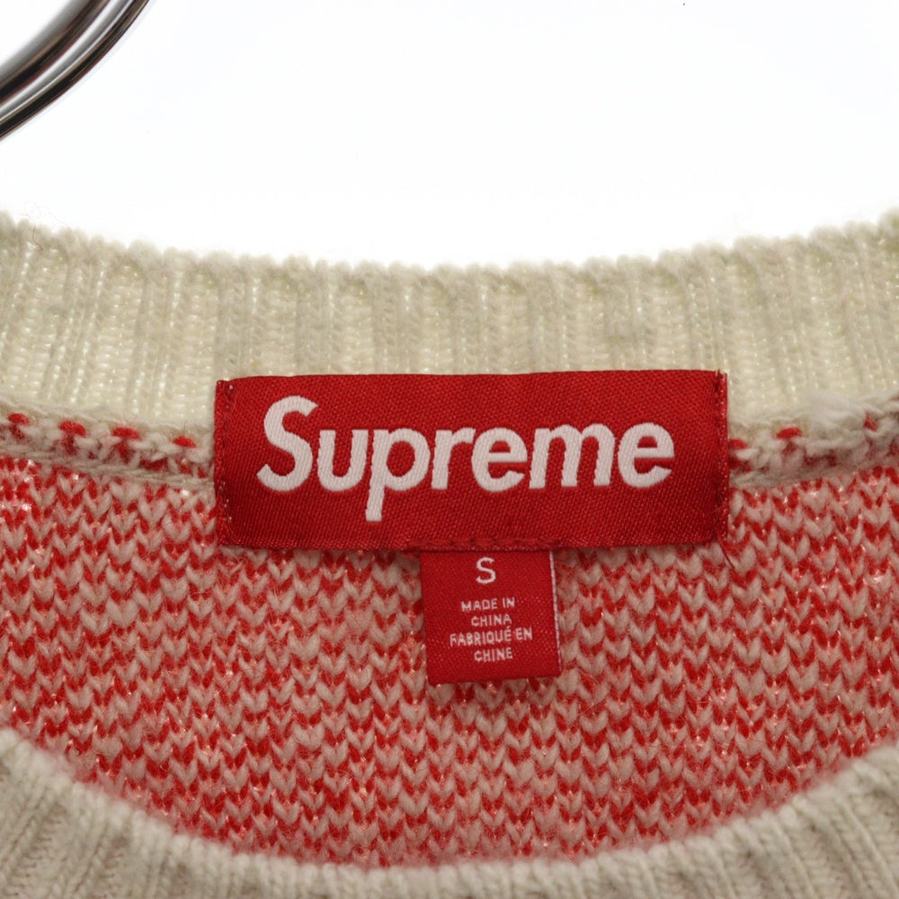 SUPREME(シュプリーム) 24AW Back Stripe Sweater バッグロゴ ストライプ クルーネックニットセーター ホワイト/レッド