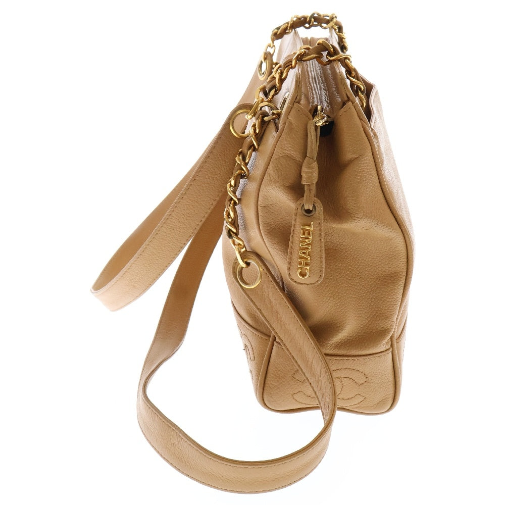 CHANEL(シャネル) 1997年 キャビアスキン トリプルココマークステッチ セミショルダーバッグ P8320 ベージュ