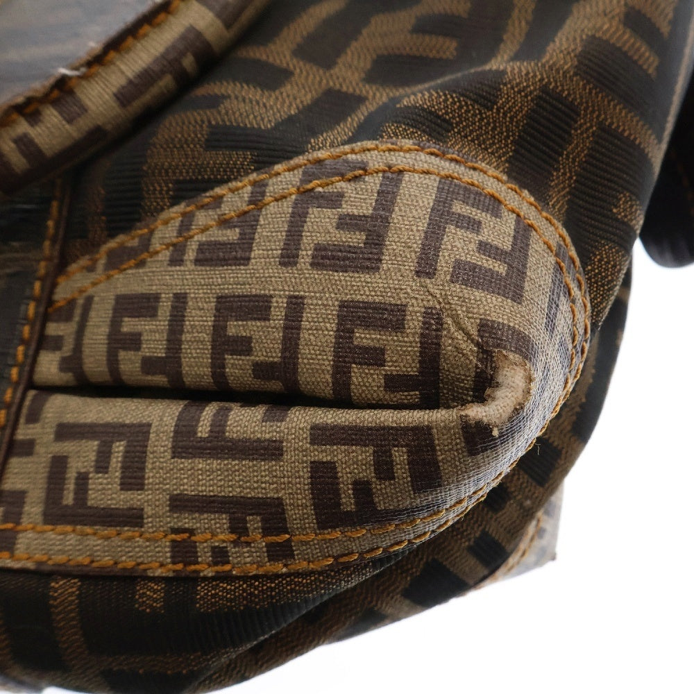 FENDI(フェンディ) ズッカ柄 パッチワーク ハンドバッグ ブラウン