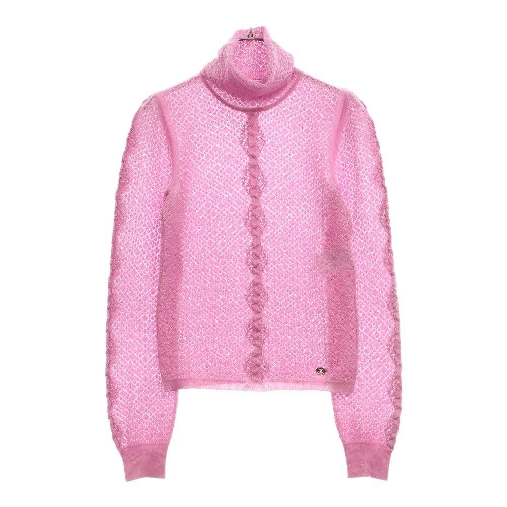 CHANEL(シャネル) 24AW ココマーク ラメ加工 タートルニットセーター P75733 ピンク