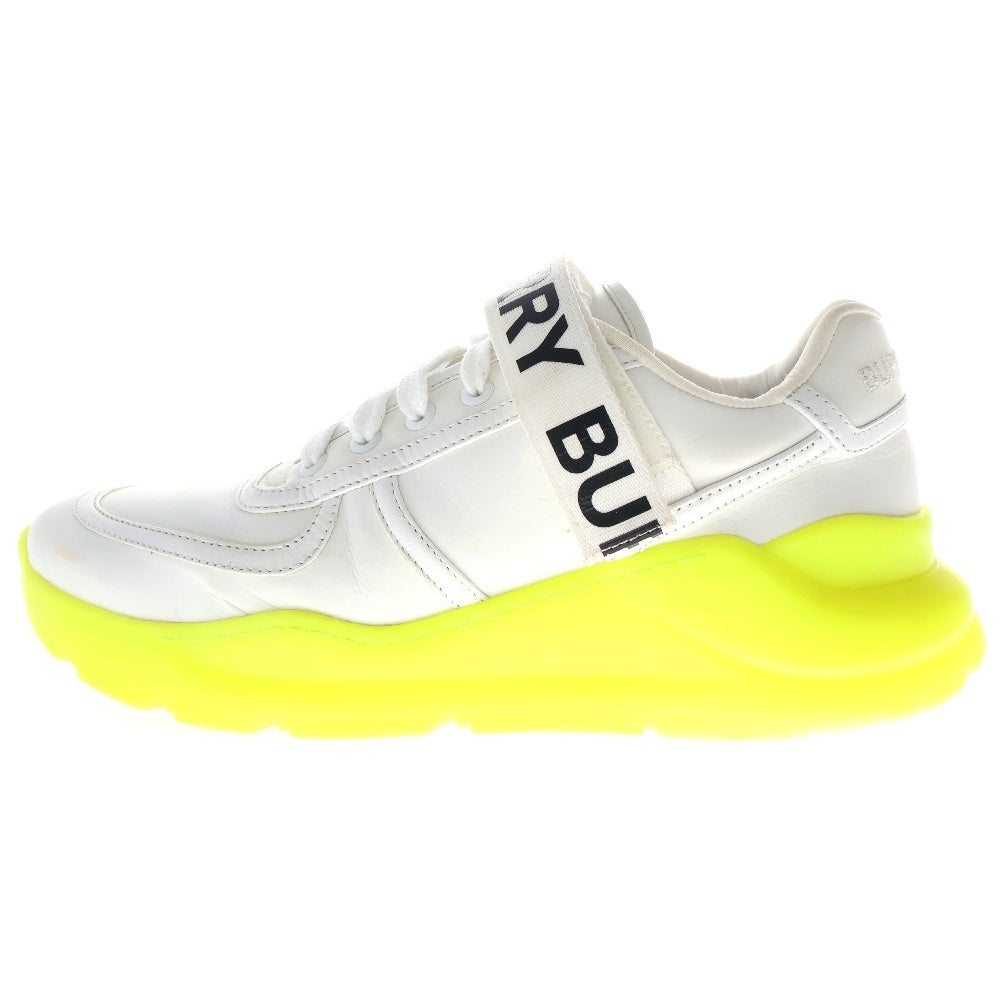 BURBERRY(バーバリー) RONNIE ZIG TRAINER ラバーソール レザーローカットスニーカー ホワイト/イエロー