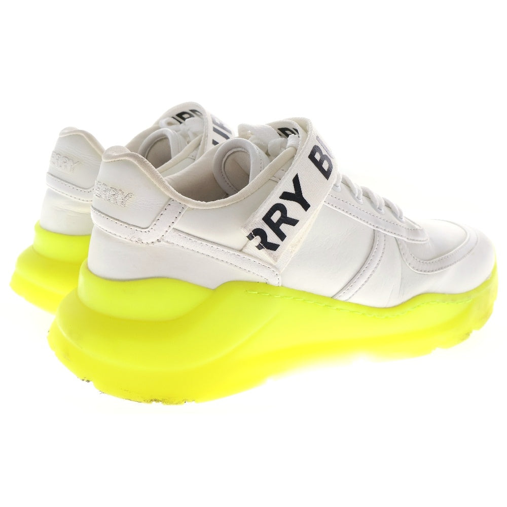 BURBERRY(バーバリー) RONNIE ZIG TRAINER ラバーソール レザーローカットスニーカー ホワイト/イエロー