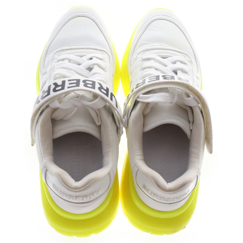 BURBERRY(バーバリー) RONNIE ZIG TRAINER ラバーソール レザーローカットスニーカー ホワイト/イエロー