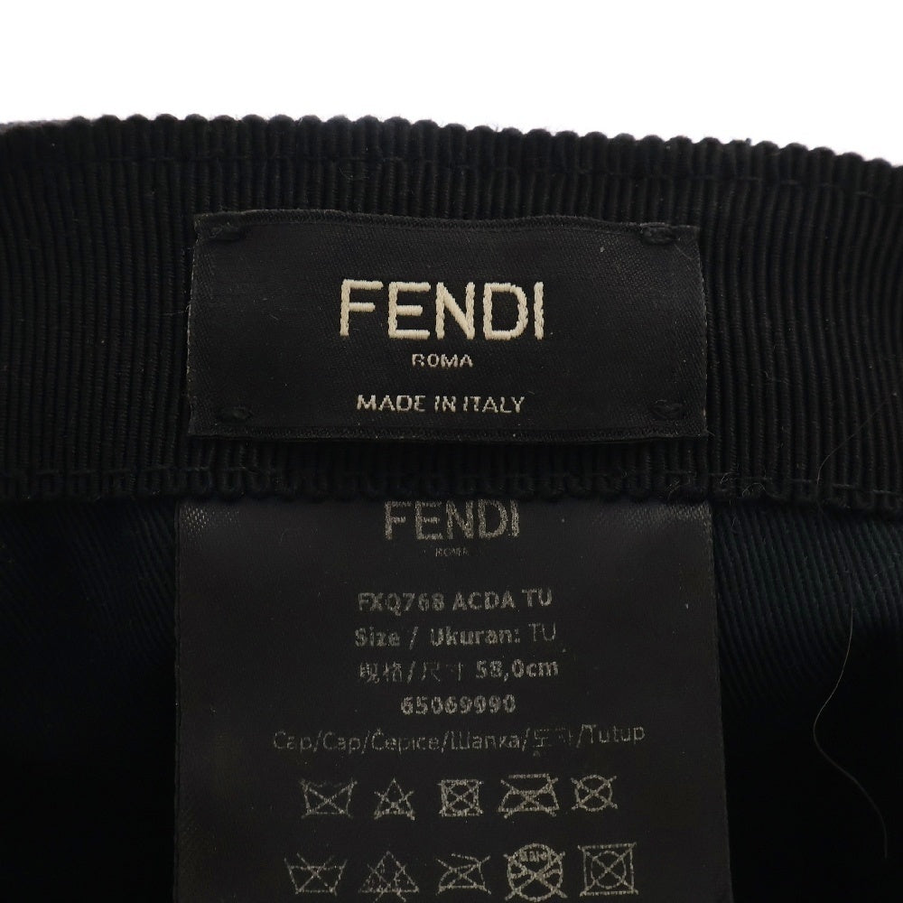 FENDI(フェンディ) FFロゴ ズッカ柄 ベースボールキャップ FXQ768 ブラック