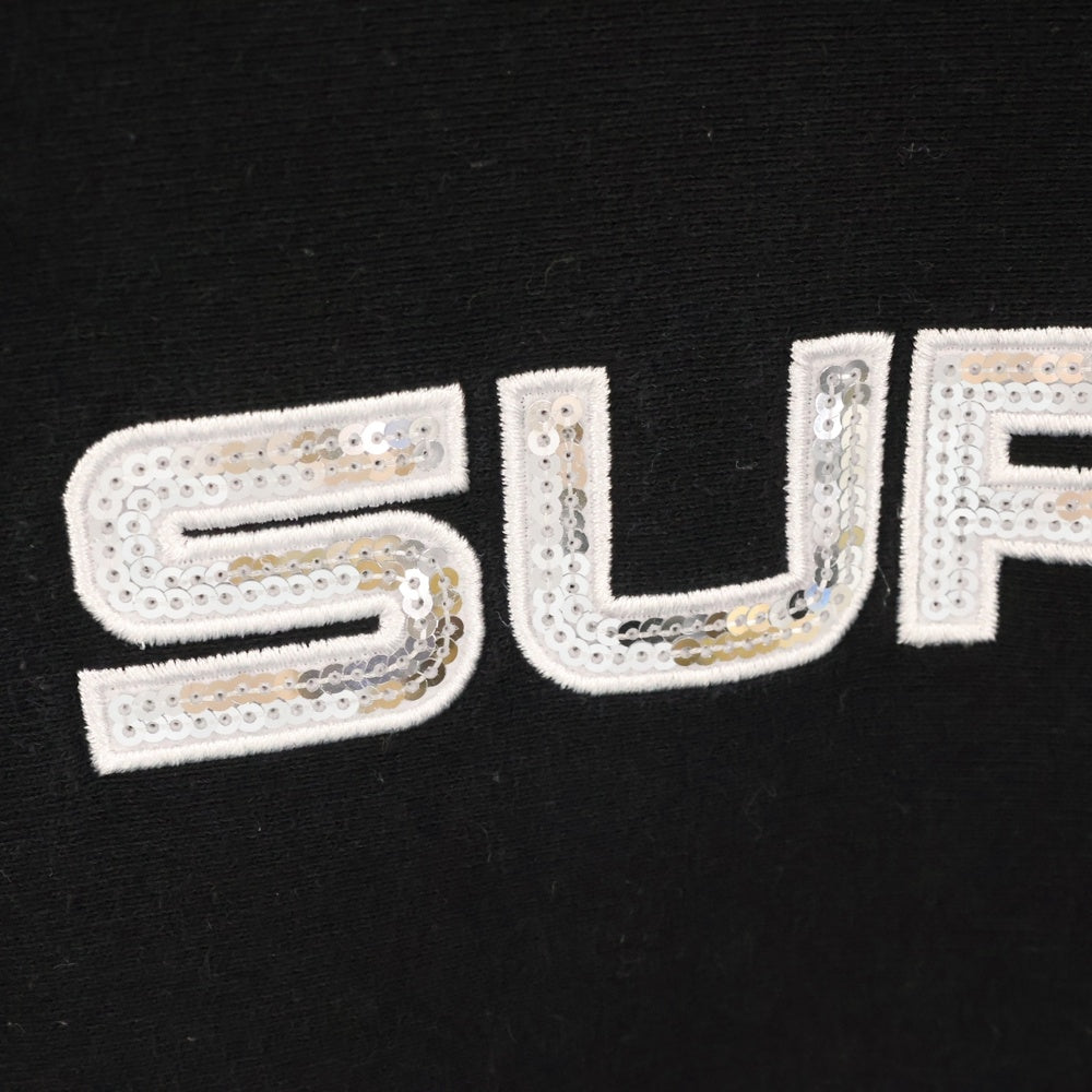 SUPREME(シュプリーム) 17SS Sequin Logo Hooded Sweatshirt スパンコールロゴ フーディープルオーバーパーカー ブラック