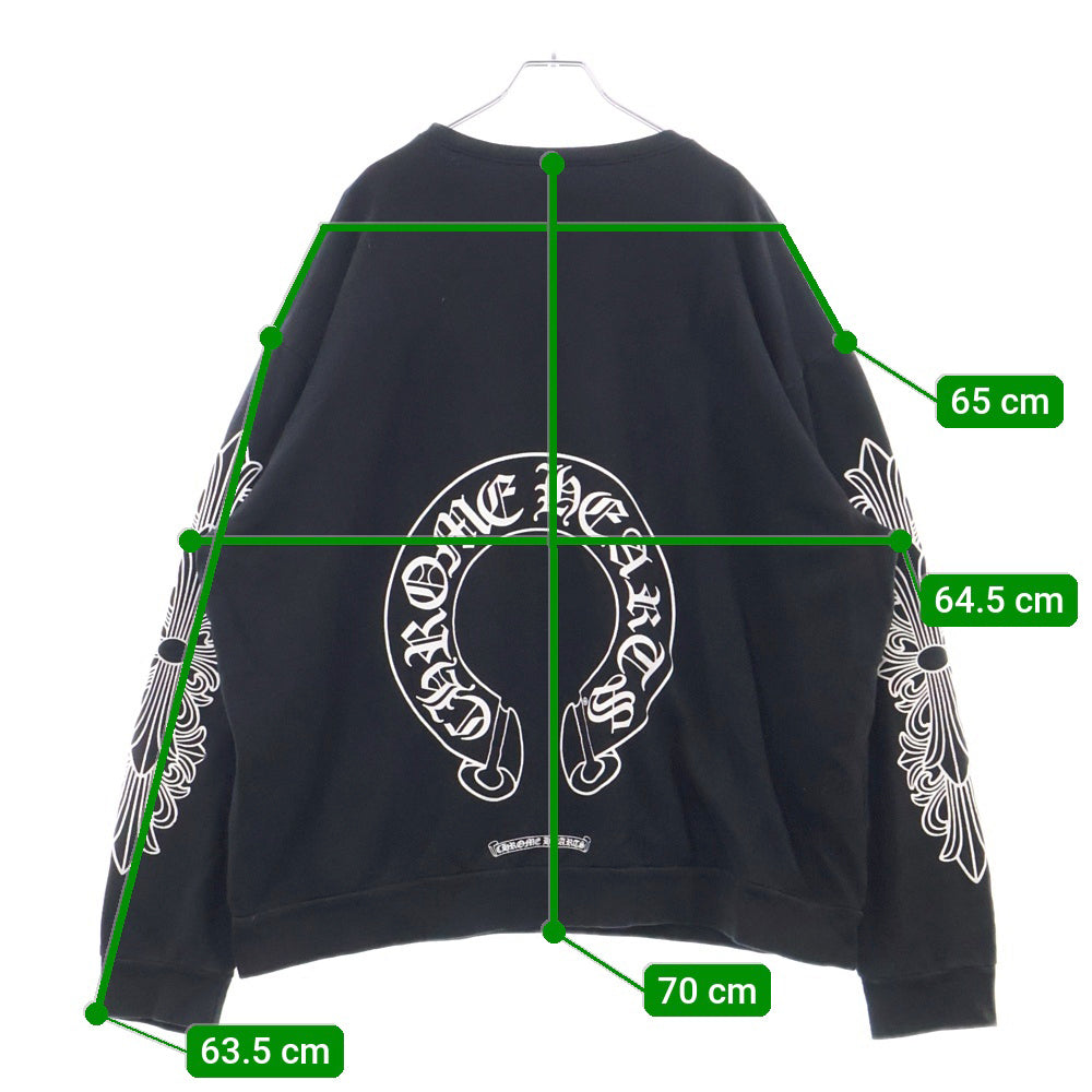 CHROME HEARTS(クロムハーツ) Horseshoe L/S Sweatshirt ホースシュープリント 袖フローラル スウェットトレーナー ブラック