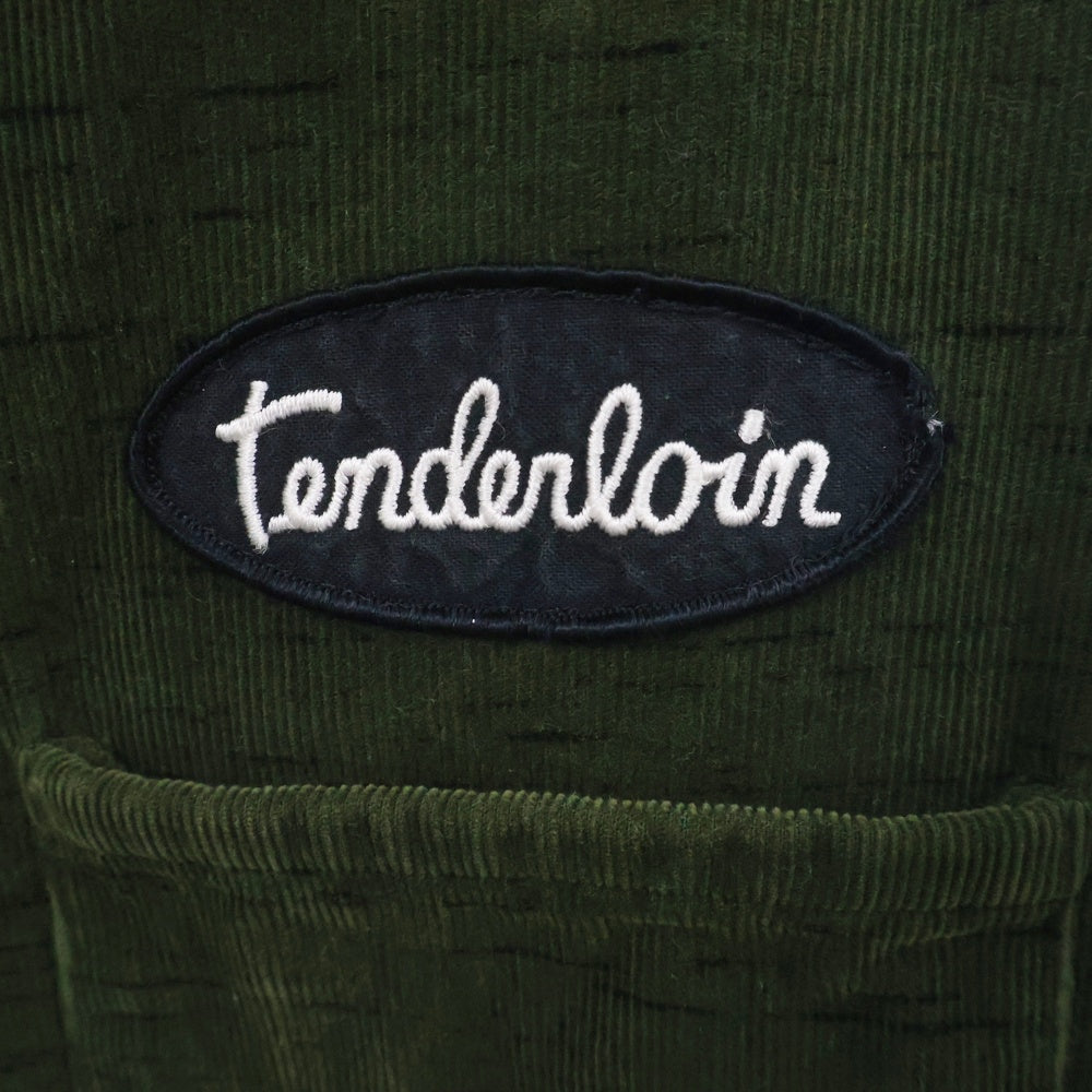 TENDERLOIN(テンダーロイン) フロント TENDERLOINロゴワッペン コーディロイ 長袖ワークシャツ グリーン
