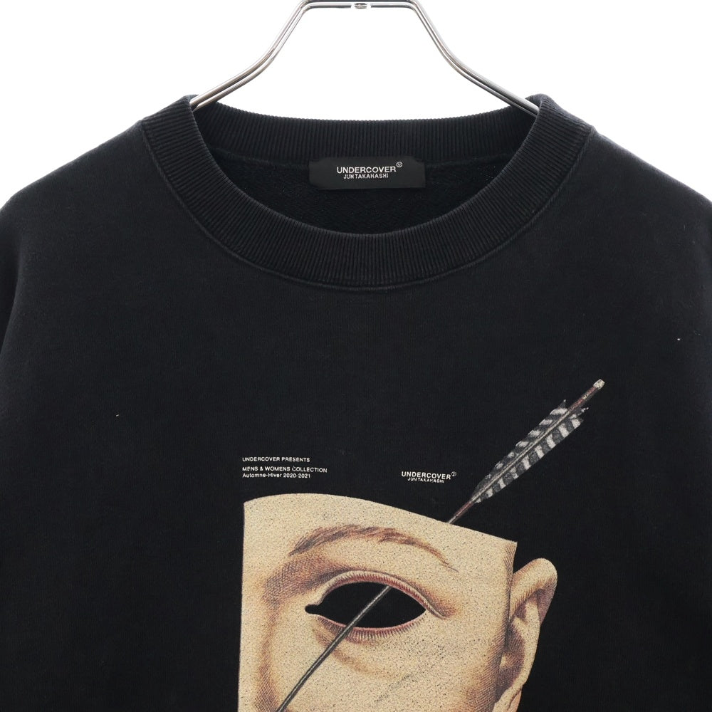 UNDERCOVER(アンダーカバー) 20AW FALLEN MAN SWEAT FACE フロントプリント クルーネック スウェットシャツ UCZ4892-1 ブラック