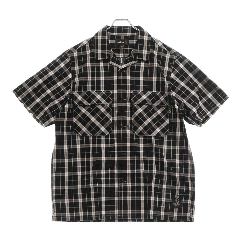 A BATHING APE(アベイシングエイプ) MR BATHING APE RELAXED FIT OPEN COLLAR SHIRT チェック柄 リラックス オープンカラーシャツ 半袖シャツ 007SRJ301001M ブラック