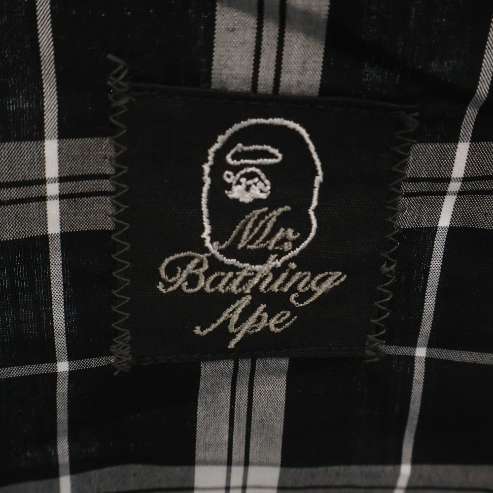 A BATHING APE(アベイシングエイプ) MR BATHING APE RELAXED FIT OPEN COLLAR SHIRT チェック柄 リラックス オープンカラーシャツ 半袖シャツ 007SRJ301001M ブラック