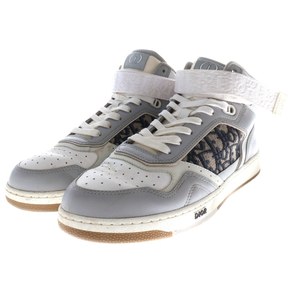 DIOR(ディオール) B27 CALF OBLIQUE JAC スムースカーフスキン オブリーク ベルクロ ミッドカットスニーカー 3SH132ZIR グレー/ホワイト