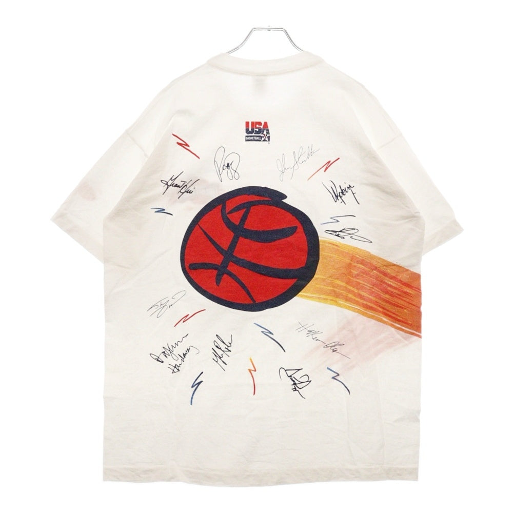 VINTAGE(ヴィンテージ) 90S DREAM BASKETBALL TEE ドリームチーム プリント クルーネック半袖Tシャツカットソー ホワイト FRUITタグ