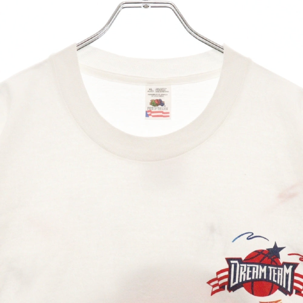 VINTAGE(ヴィンテージ) 90S DREAM BASKETBALL TEE ドリームチーム プリント クルーネック半袖Tシャツカットソー ホワイト FRUITタグ