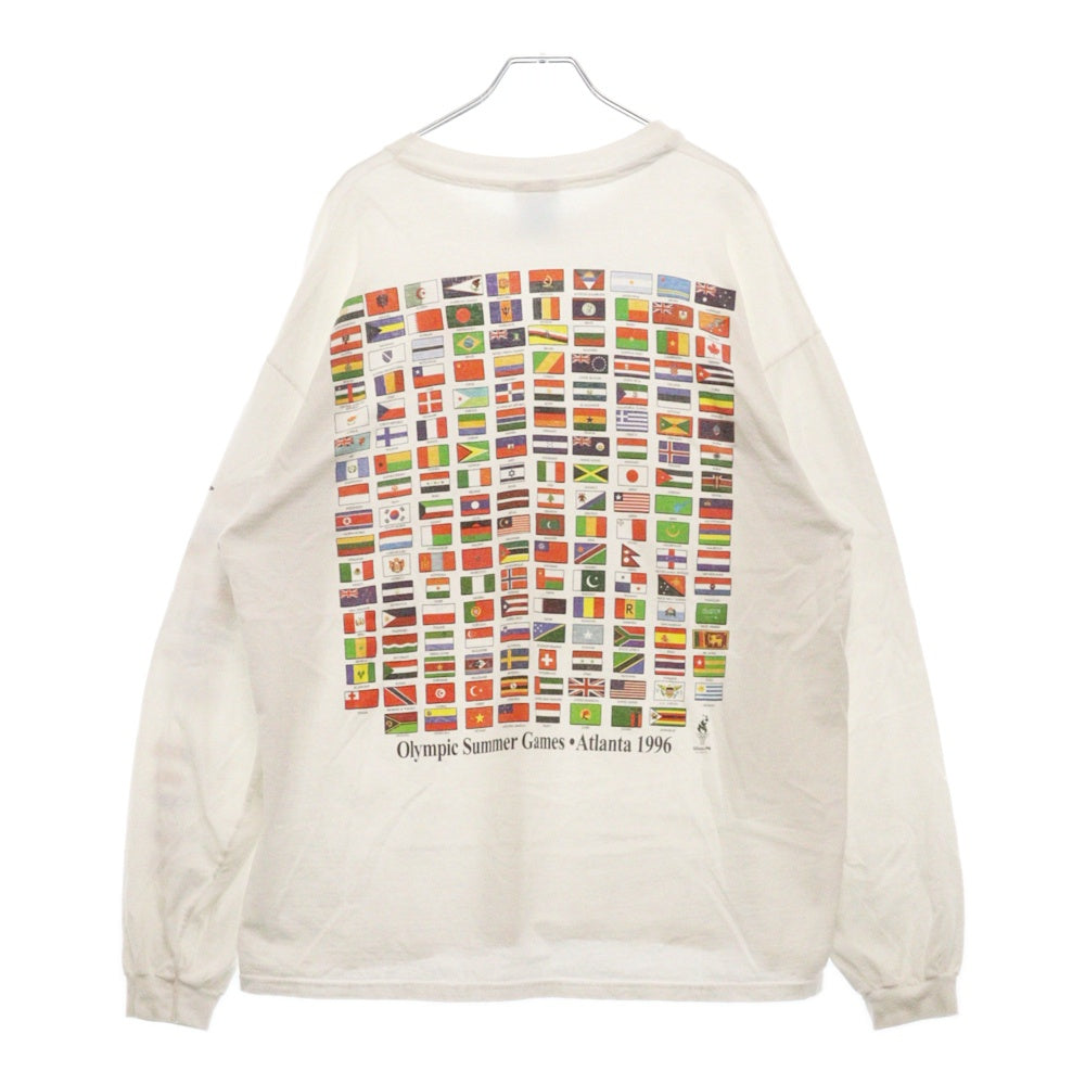 VINTAGE(ヴィンテージ) 90S Olympic Atlanta オリンピック アトランタ クルーネック長袖Tシャツカットソー ホワイト HANESタグ