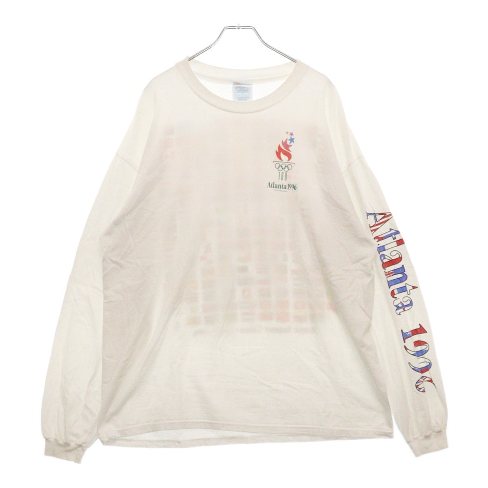 VINTAGE(ヴィンテージ) 90S Olympic Atlanta オリンピック アトランタ クルーネック長袖Tシャツカットソー ホワイト HANESタグ