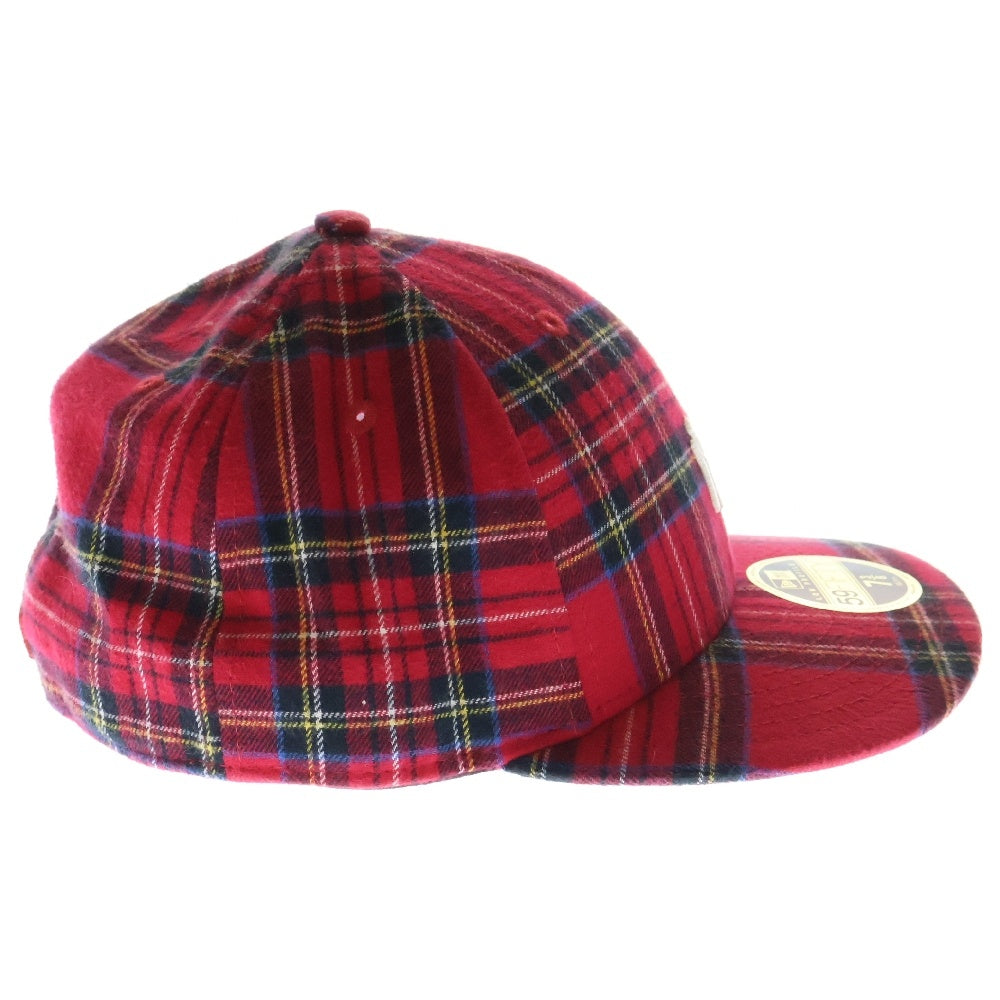 KITH(キス) ×New Era Plaid New York Yankees チェック柄 ロゴ刺繍 ベースボールキャップ レッド