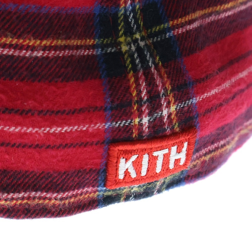 KITH(キス) ×New Era Plaid New York Yankees チェック柄 ロゴ刺繍 ベースボールキャップ レッド