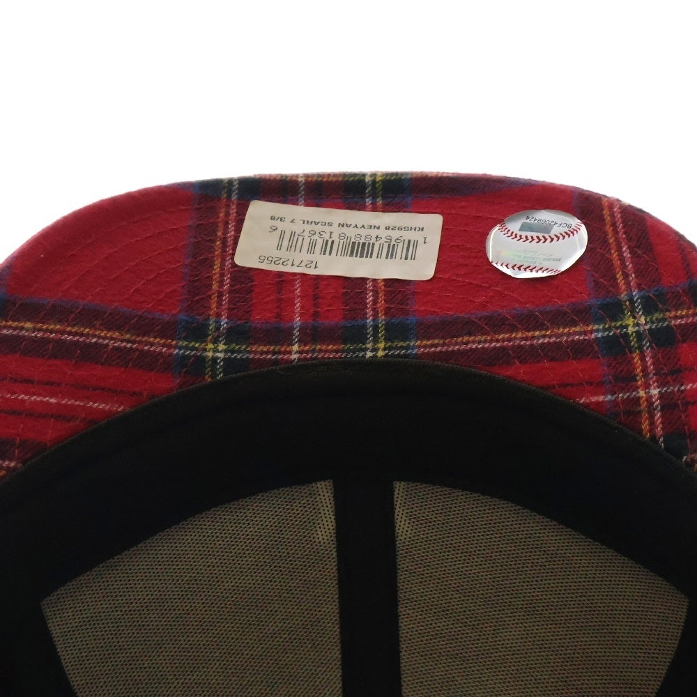 KITH(キス) ×New Era Plaid New York Yankees チェック柄 ロゴ刺繍 ベースボールキャップ レッド