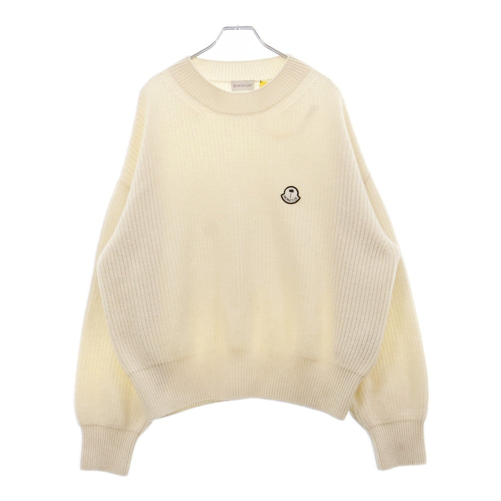 MONCLER(モンクレール) ×PALM ANGELS GIROCOLLO TRICOT パームエンジェルス ロゴパッチ クルーネックニットセーターG209L9C00002 M1241 クリーム