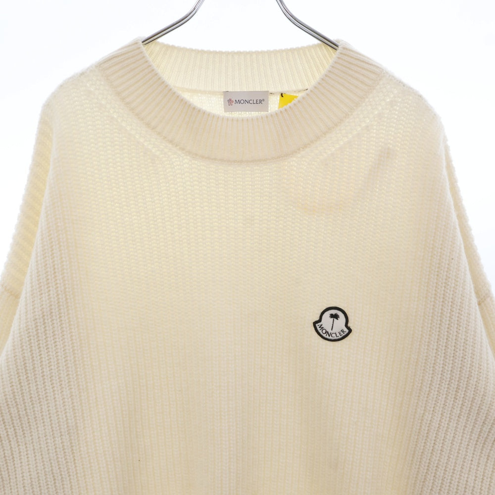 MONCLER(モンクレール) ×PALM ANGELS GIROCOLLO TRICOT パームエンジェルス ロゴパッチ クルーネックニットセーターG209L9C00002 M1241 クリーム