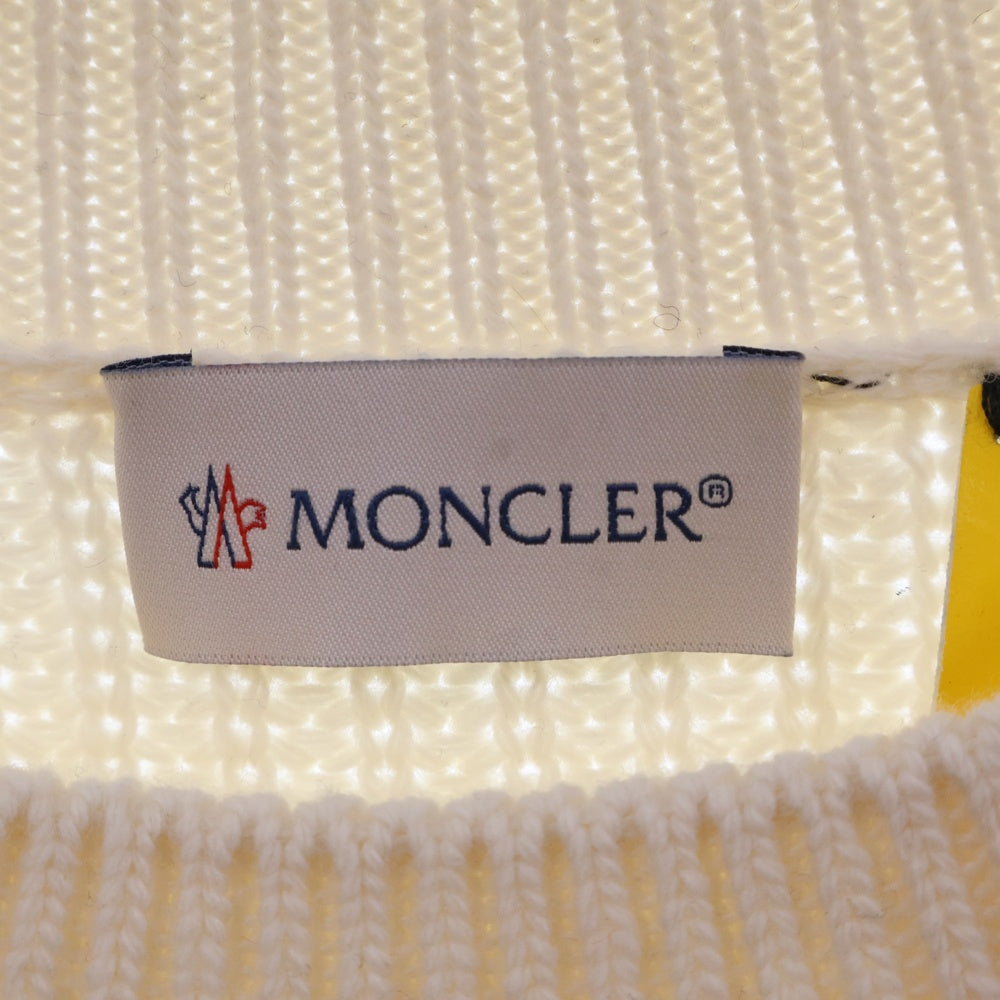 MONCLER(モンクレール) ×PALM ANGELS GIROCOLLO TRICOT パームエンジェルス ロゴパッチ クルーネックニットセーターG209L9C00002 M1241 クリーム