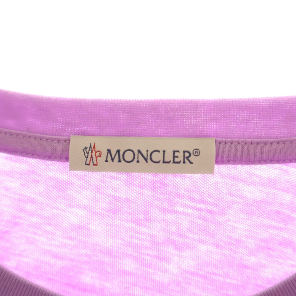 MONCLER(モンクレール) アームロゴパッチ 刺繍デザイン クルーネック 半袖Tシャツ キッズ レディース パープル