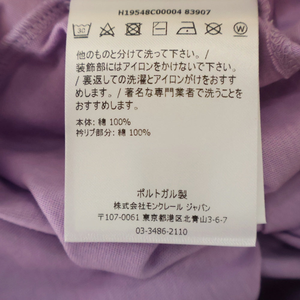 MONCLER(モンクレール) アームロゴパッチ 刺繍デザイン クルーネック 半袖Tシャツ キッズ レディース パープル