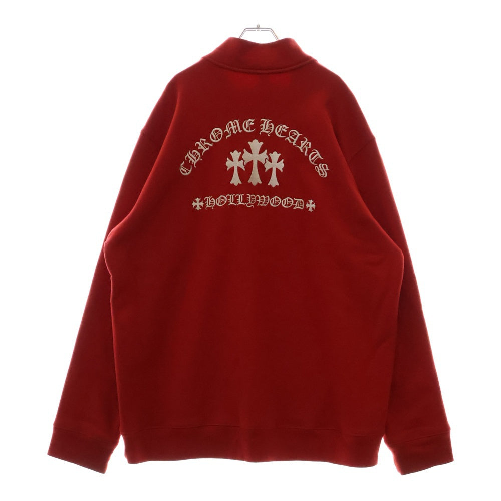 CHROME HEARTS(クロムハーツ) SAILIN ON 1 2 ZIP バックセメタリー刺繍ハーフジップスウェットトレーナー レッド