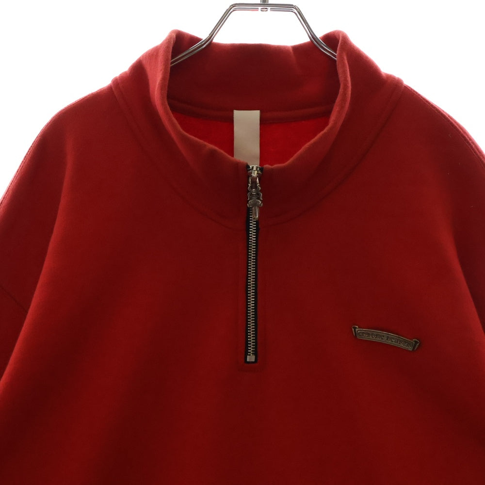 CHROME HEARTS(クロムハーツ) SAILIN ON 1 2 ZIP バックセメタリー刺繍ハーフジップスウェットトレーナー レッド