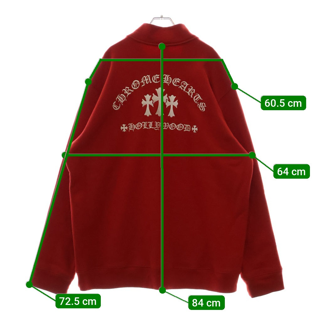 CHROME HEARTS(クロムハーツ) SAILIN ON 1 2 ZIP バックセメタリー刺繍ハーフジップスウェットトレーナー レッド