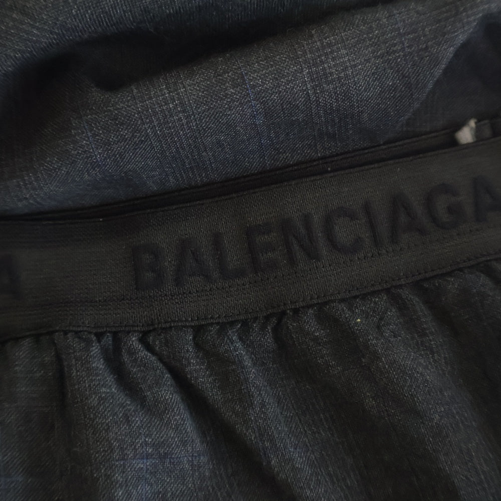BALENCIAGA(バレンシアガ) 20AW Logo Waistband Checked Trousers ロゴプリント トラウザーズパンツ チェックパンツ グレー 583836 TFT07