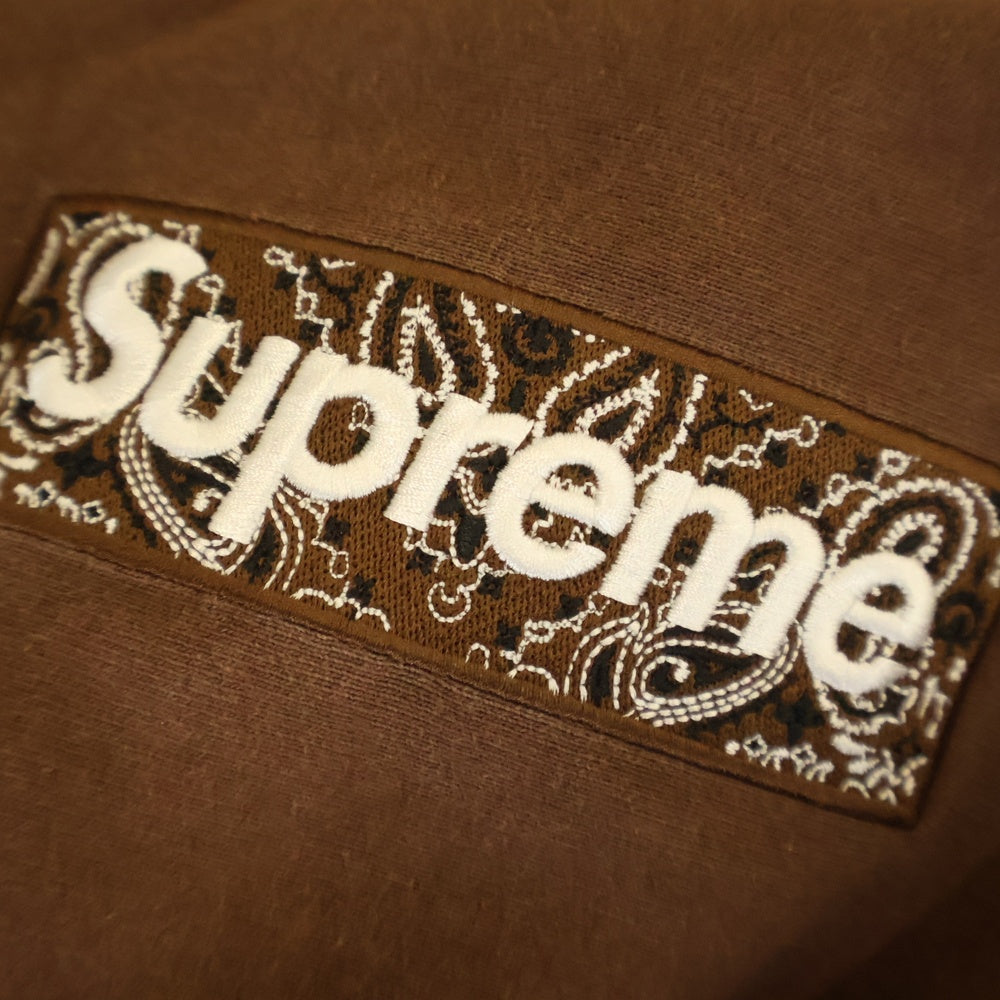 SUPREME(シュプリーム) 19AW Bandana Box Logo Hooded Sweatshirt バンダナ ボックスロゴ プルオーバーパーカー ブラウン