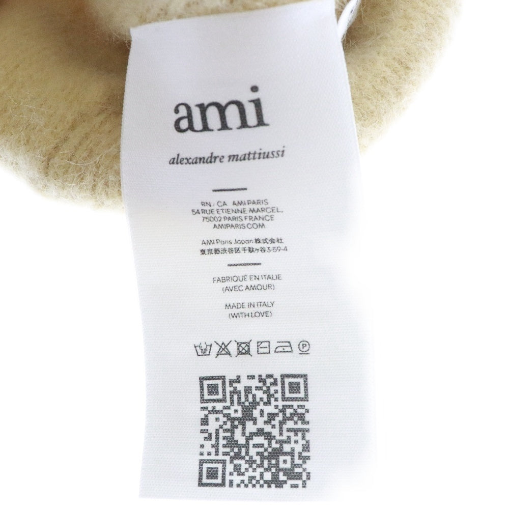 AMI Alexandre Mattiussi(アミアレクサンドルマテュッシ) ラバーロゴ アルパカ ビーニーキャップ 帽子 UHA105.KN0032 イエロー