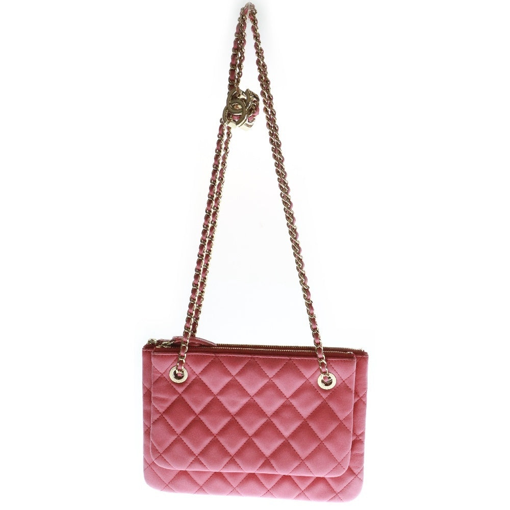 CHANEL(シャネル) マトラッセ ラムスキン ダブルフラップ ココマーク ゴールド金具 ポーチ チェーンショルダーバッグ AP1073 ピンク