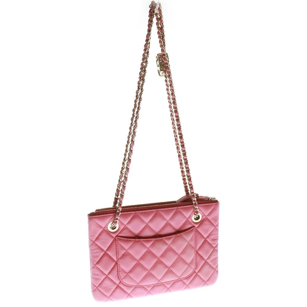 CHANEL(シャネル) マトラッセ ラムスキン ダブルフラップ ココマーク ゴールド金具 ポーチ チェーンショルダーバッグ AP1073 ピンク