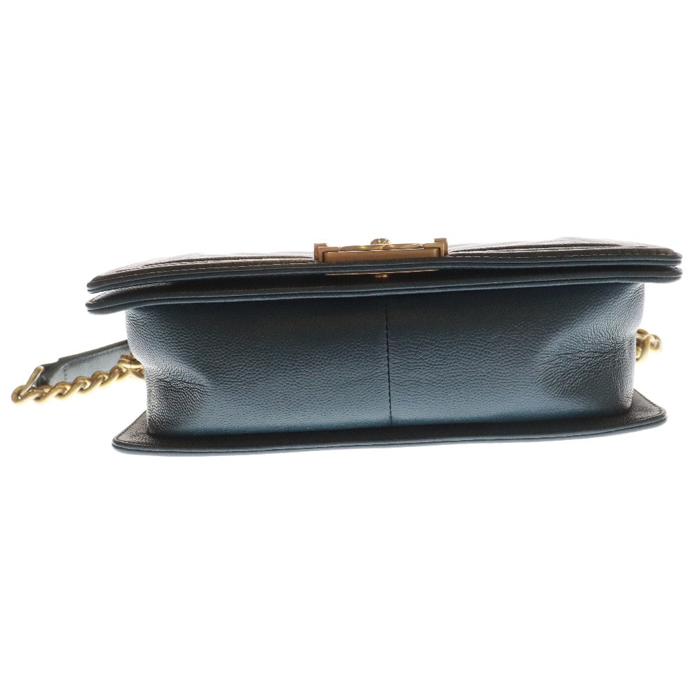 CHANEL(シャネル) キャビアスキン ボーイシャネル ゴールド金具 チェーンショルダーバッグ A67086 ネイビー