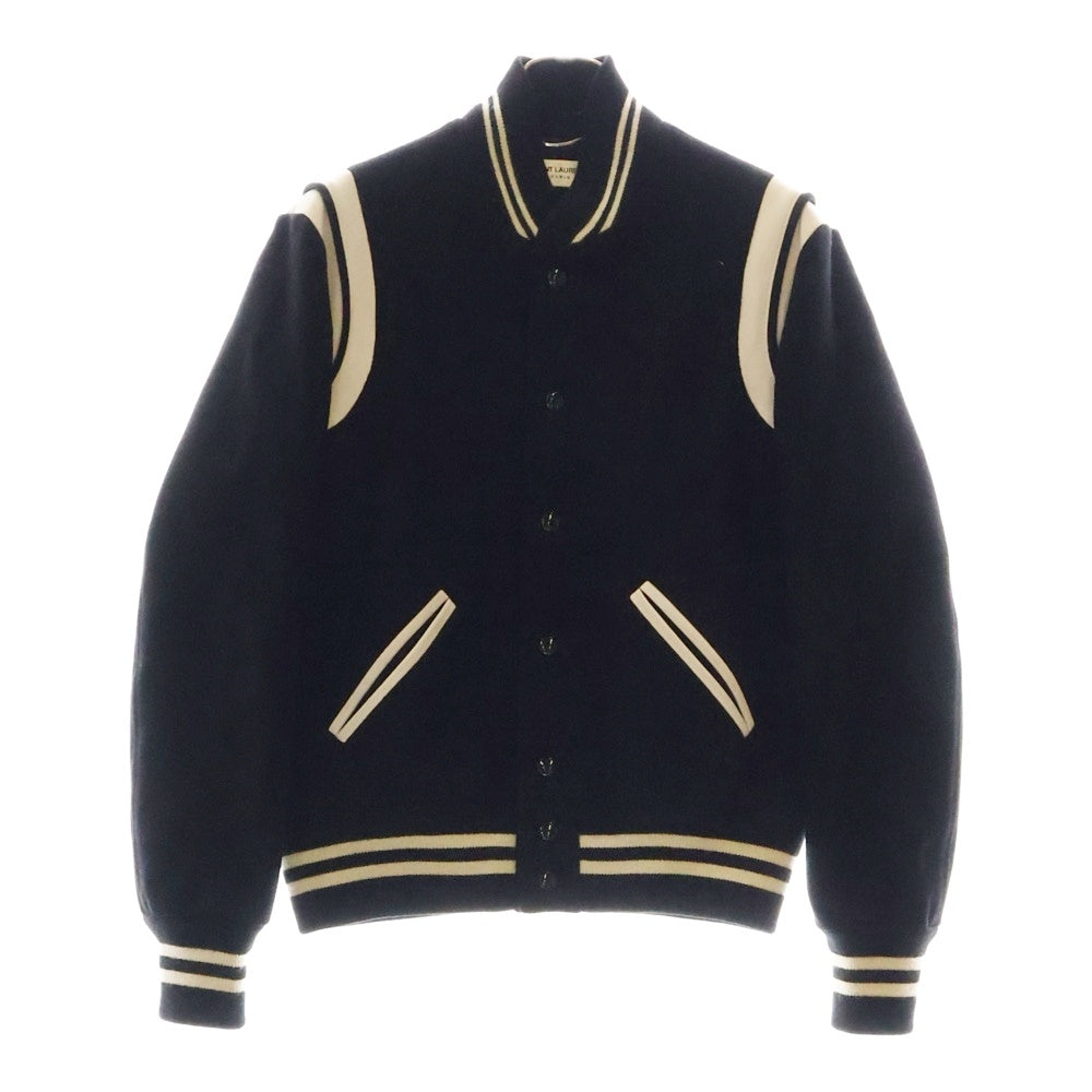 SAINT LAURENT PARIS(サンローランパリ) 13AW TEDDYJACKET テディジャケット レザートリムスタジャン 325138 Y800B ブラック/ホワイト