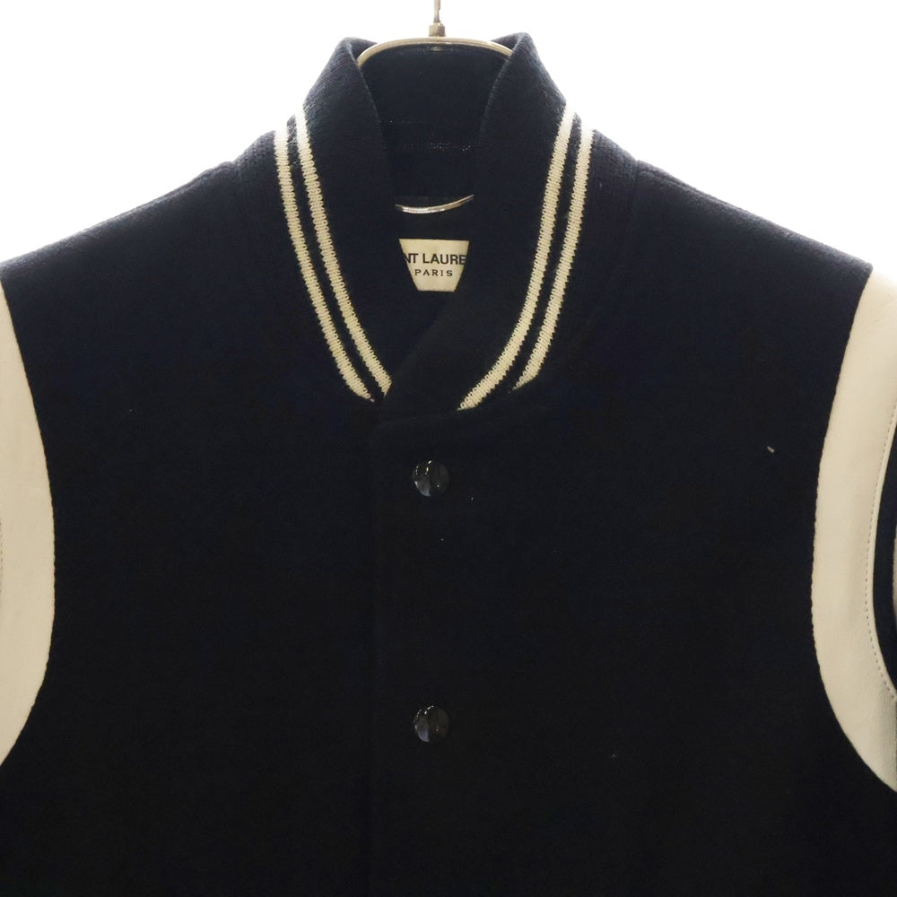 SAINT LAURENT PARIS(サンローランパリ) 13AW TEDDYJACKET テディジャケット レザートリムスタジャン 325138 Y800B ブラック/ホワイト