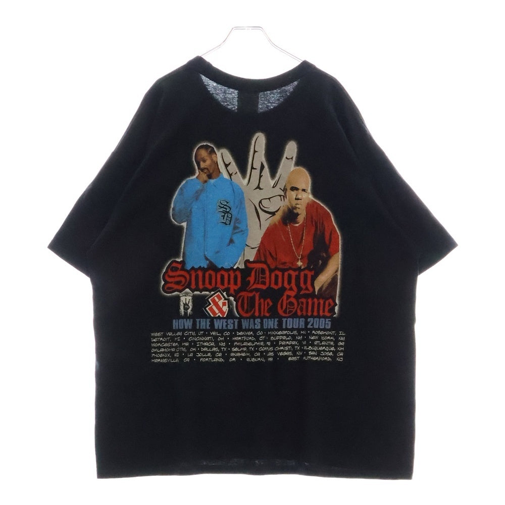 VINTAGE(ヴィンテージ) 00s SNOOP DOGG & THE GAME HOW THE WEST WAS ONE TOUR 2005 スヌープドッグ ザ・ゲーム ツアー両面プリント Tシャツ 半袖カットソー ブラック