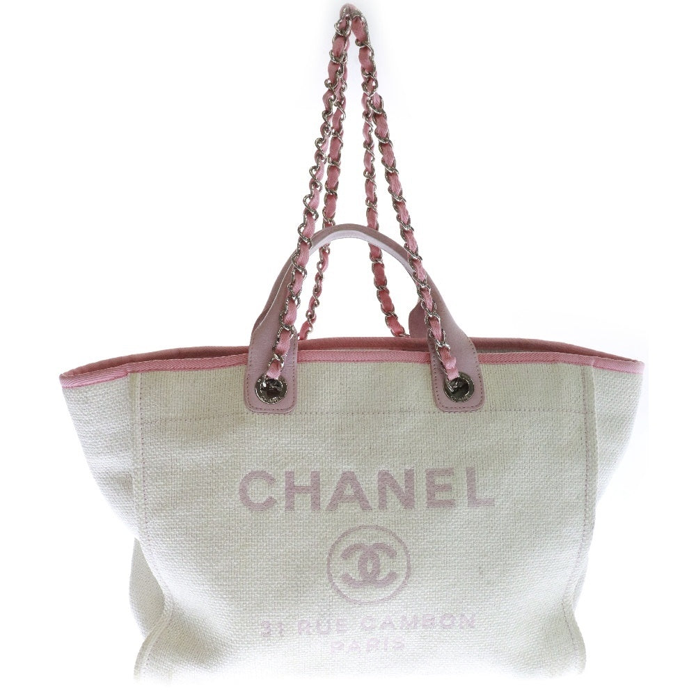 CHANEL(シャネル) ドーヴィルライン 2WAY キャンバス チェーンバッグ トートバッグ A66941 ホワイト/ピンク