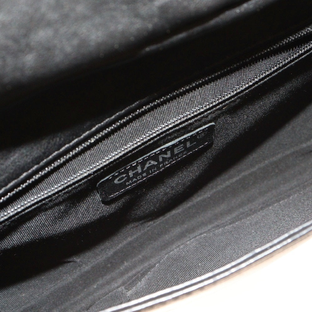 CHANEL(シャネル) シルバーフローラル金具 ラムスキン ボーイシャネル チェーンショルダーバッグ ブラック