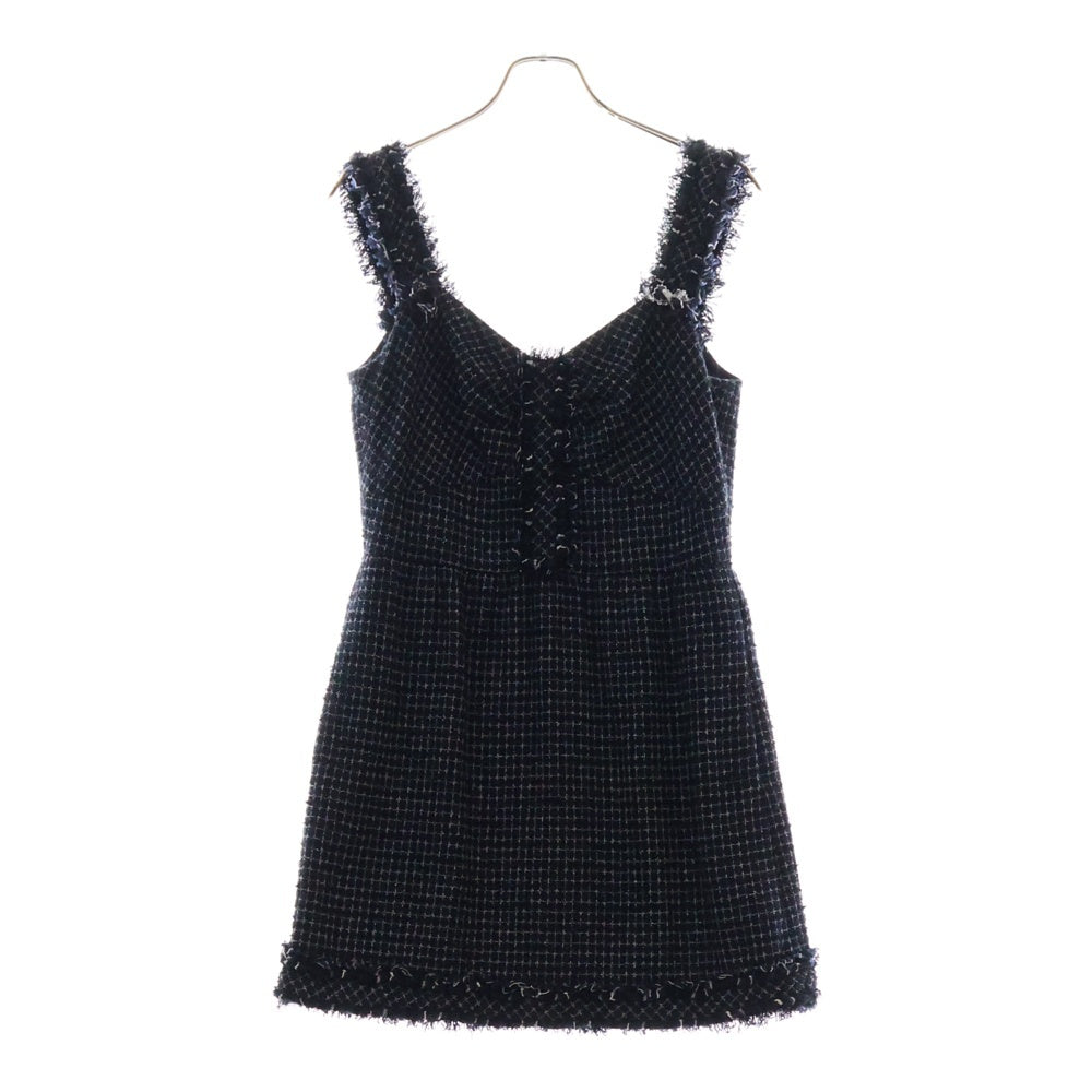CHANEL(シャネル) P37 カシミヤ ツイード ノースリーブワンピース レディース ネイビー P37652V27331