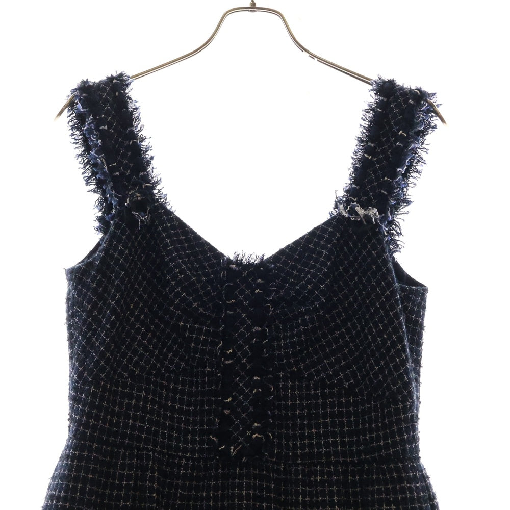 CHANEL(シャネル) P37 カシミヤ ツイード ノースリーブワンピース レディース ネイビー P37652V27331