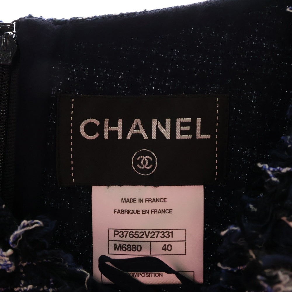 CHANEL(シャネル) P37 カシミヤ ツイード ノースリーブワンピース レディース ネイビー P37652V27331
