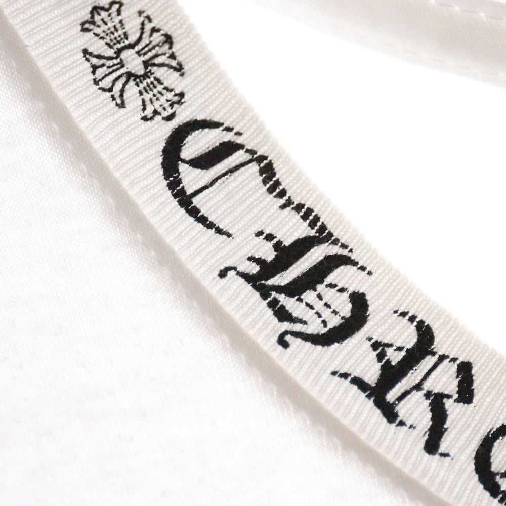 CHROME HEARTS(クロムハーツ) Neck Logo S/S Tee ネック ロゴプリント 半袖Tシャツ カットソー ホワイト