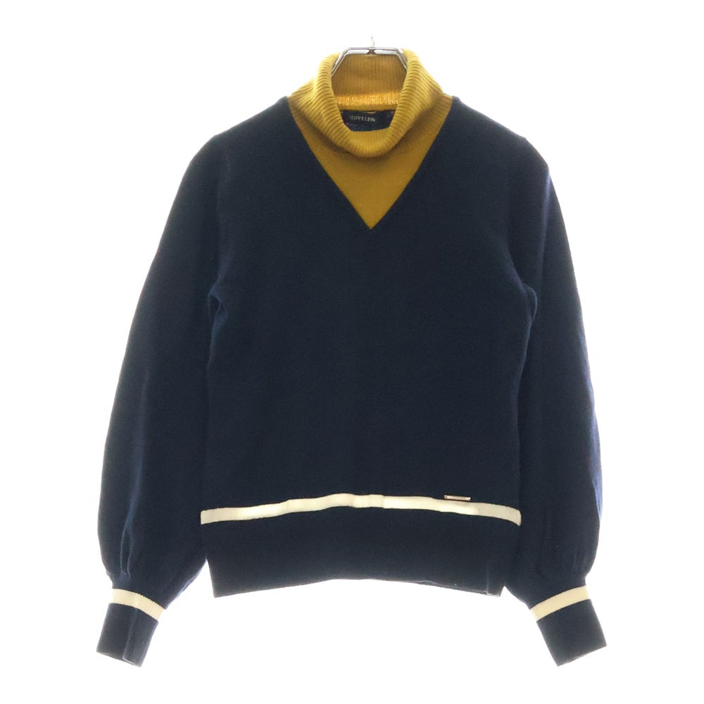 LOVELESS(ラブレス) ロゴプレート レイヤード タートルネックニットセーター 62N65-822-28 イエロー/ネイビー